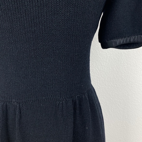 St. John Womens Basic Black Dress Small Marie Gray Knit Puff Sleeves - Picture 4 of 12